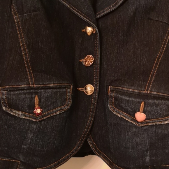 Moschino Denim Jacket with Mismatched Buttona - Picture 2 of 4